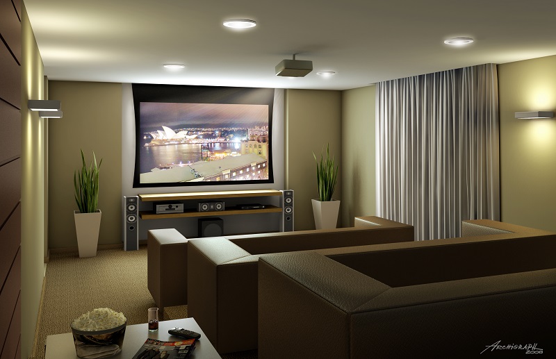 O cinema é um dos espaços de lazer do novo condomínio residencial, que tem preços a partir de R$ 417 mil (Foto: Divulgação)