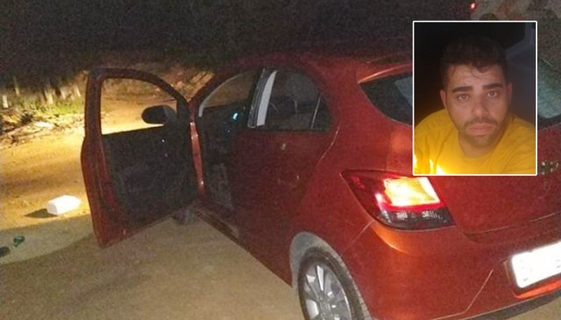 Alan Silva Miranda (destaque), de 29 anos, e o carro que ele utilizou na fuga entre Linhares e Colatina (Foto: Divulgação / PMES)