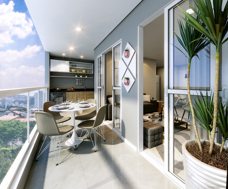 Varanda do apartamento do Facilitá Bento Ferreira (Foto: Divulgação)