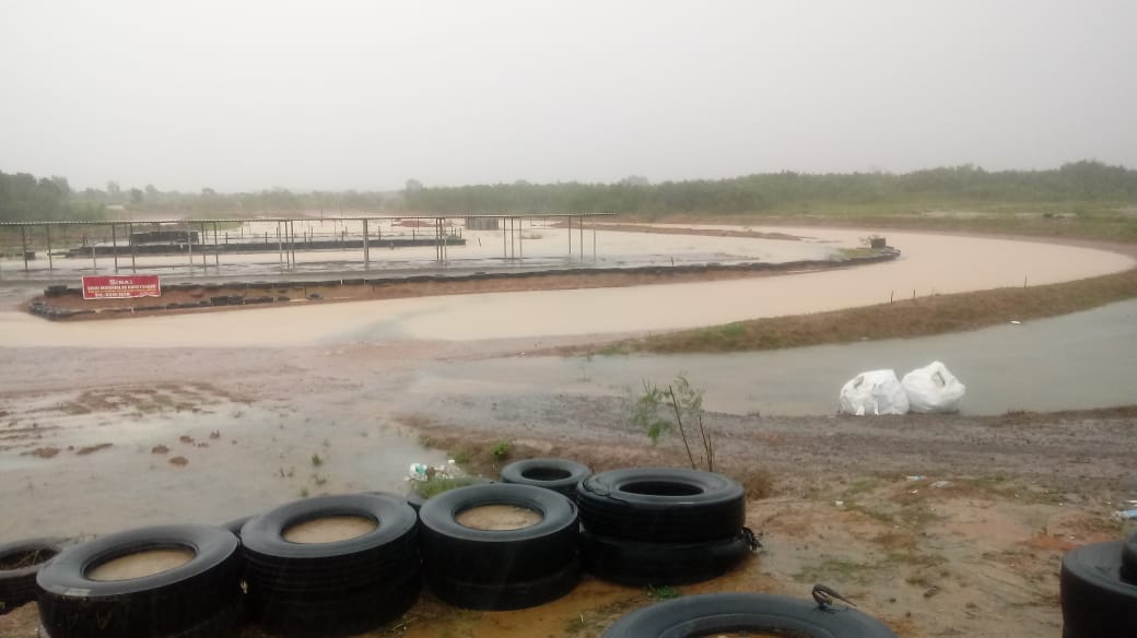 O barrodromo de Jacaraípe ficou alagado com as chuvas na Serra (Foto: Divulgação/Organização)