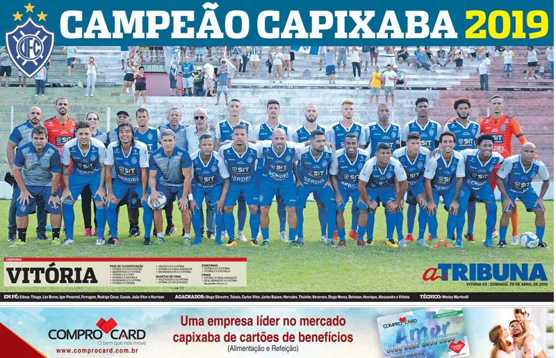 Pôster do Vitória, Campeão Capixaba de 2019 (Foto: Henrique Montovanelli / AT)