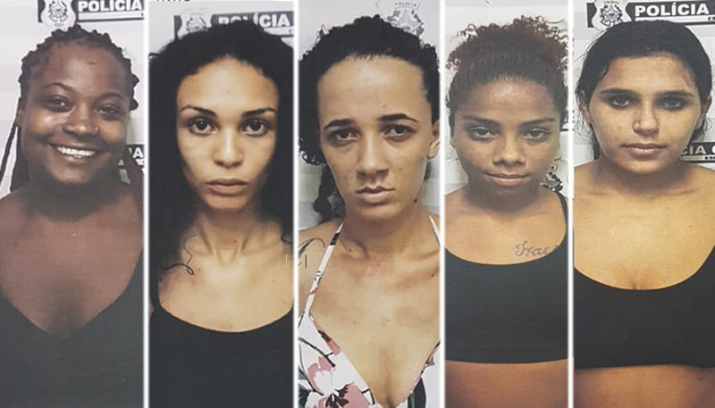 Tainara, Lara, Mariana, Karolyne e Ludimila foram presas (Foto: Divulgação / PCES)