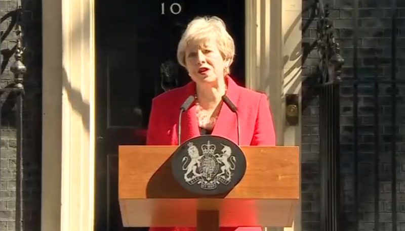 Theresa May anunciou sua saída nesta sexta (Foto: Reprodução / Twitter)