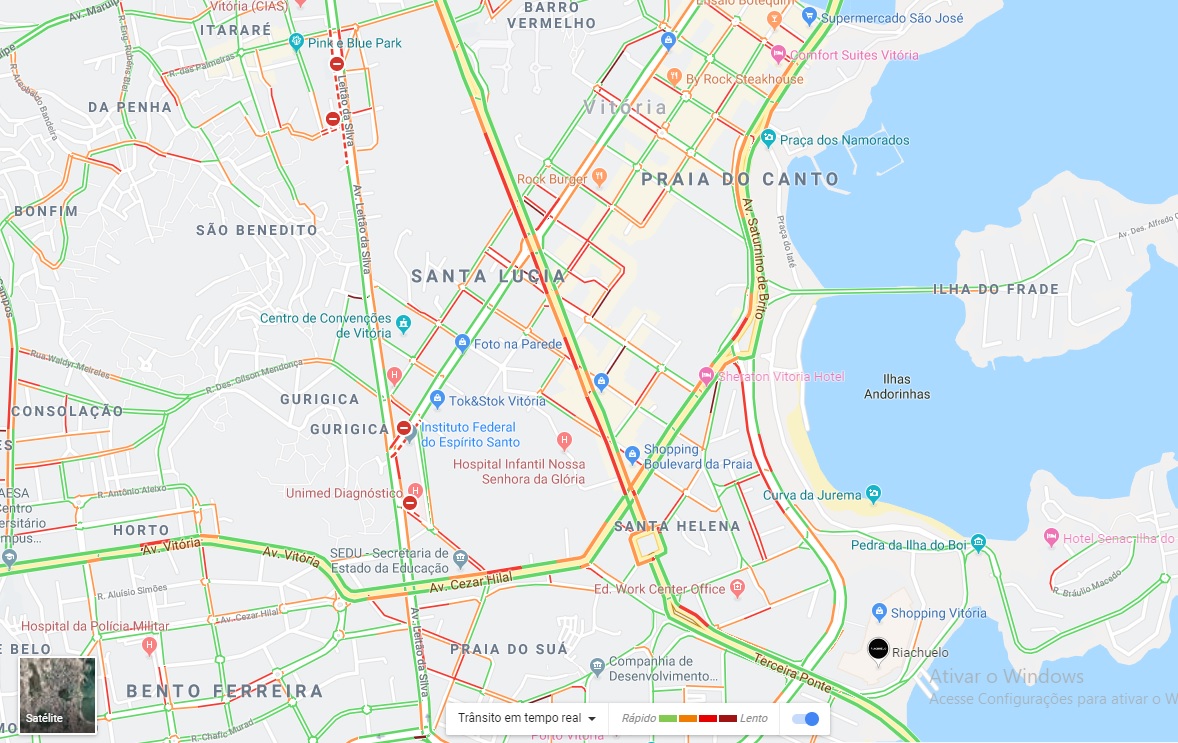 Manhã de sexta com trânsito nas principais avenidas e ruas da Capital (Foto: Google Maps)