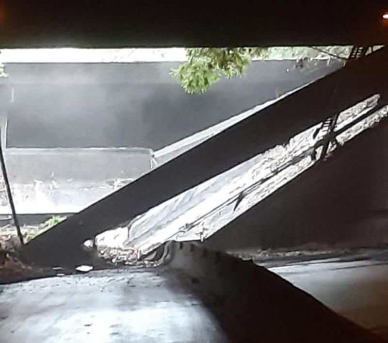 Imagem mostra parte do túnel que cedeu na tarde desta sexta (Foto: Divulgação)