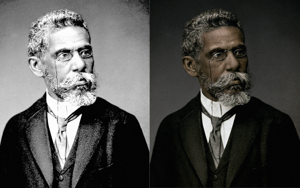 Faculdade colore foto de Machado de Assis para lembrar que ele era negro (Foto: Machado de Assis Real/Reprodução)