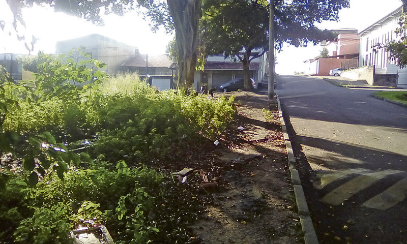 Ponto final da linha seletiva 1808, em Castelândia, na Serra, fica em frente a uma das portarias do condomínio (Foto: Fernanda Crema do Valle / Leitora)