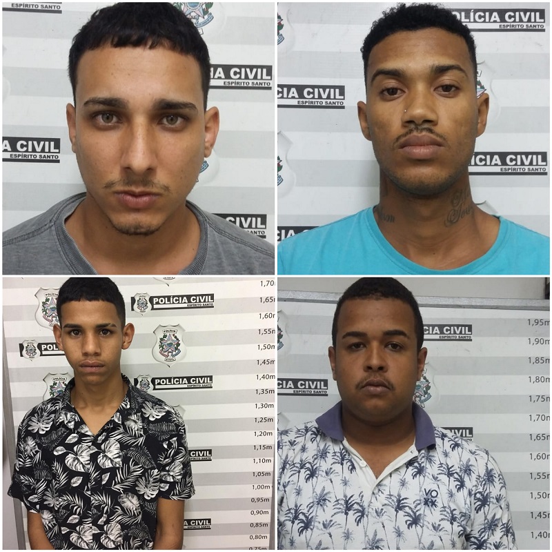Na ordem: Deiviton Dias Pereira, o “2D”; Jaderson de Souza França, o “Dadinho”; Breno Alves Pereira, de 18 anos; Hérick da Silva Dias, o “Bulgog” (Foto: Divulgação/PCES)