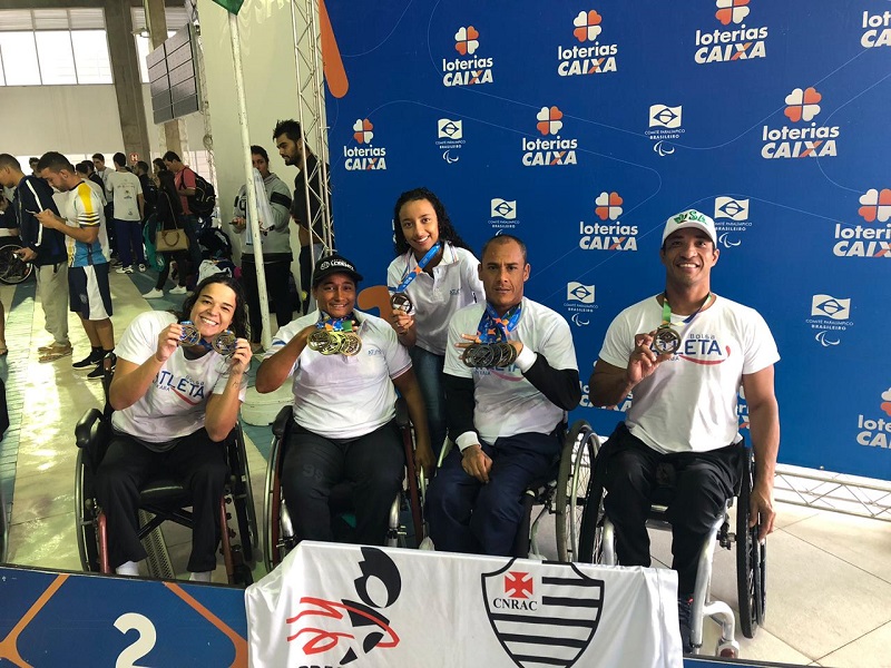 Nathalia, Patrícia, Laís, Waldir e Marcos Vinicius comemoram as conquistas na 2ª etapa do Circuito Brasil (Foto: Divulgação/Sesport)