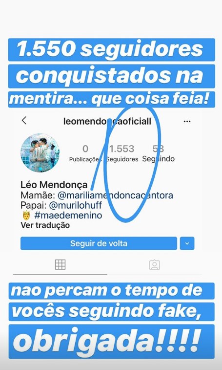 Cantora fez um post nas redes sociais criticando o perfil fake (Foto: Reprodução / Instagram)