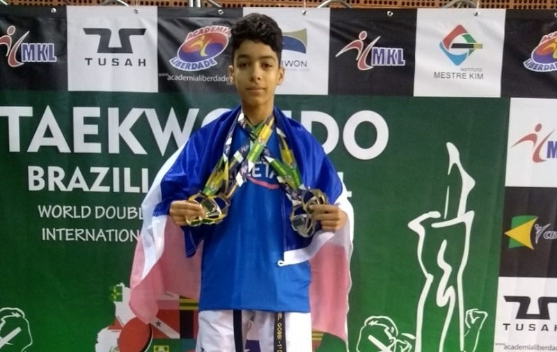 Jovem Gabriel Gobbi, de 14 anos, conquistou três medalhas de ouro e uma de prata na competição em São Paulo (Foto: Divulgação/Sesport)