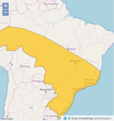 Mapa divulgado pelo Inpe mostra regiões afetadas (Foto: Reprodução/ Inpe)