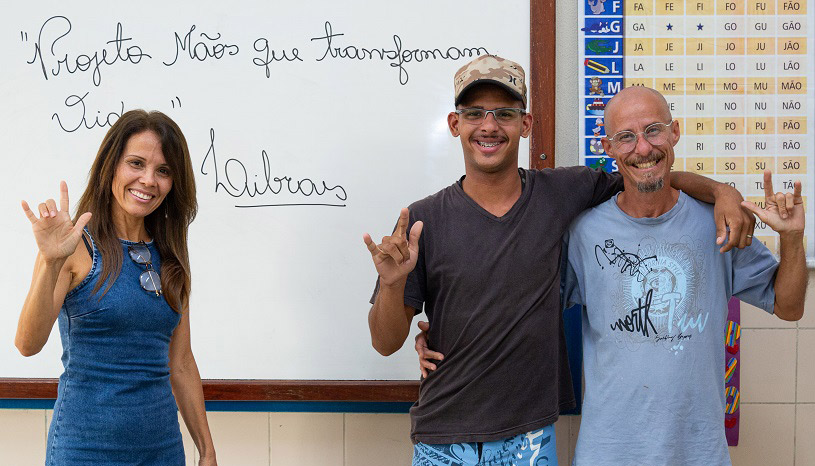 Célia Valério, Ricardo e o filho Flávio (Foto: Everton Nunes/Secom-PMS)
