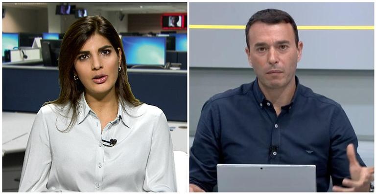 Andreia Sadi e André Risek (Foto: Reprodução / Globo News e Sportv)
