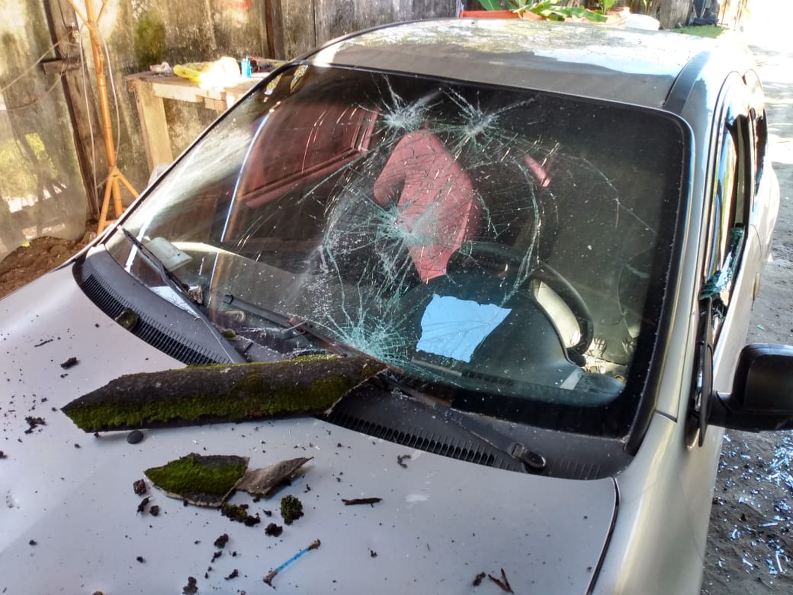 Mulher quebrou o carro do marido em ataque de fúria (Foto: Arquivo Pessoal)