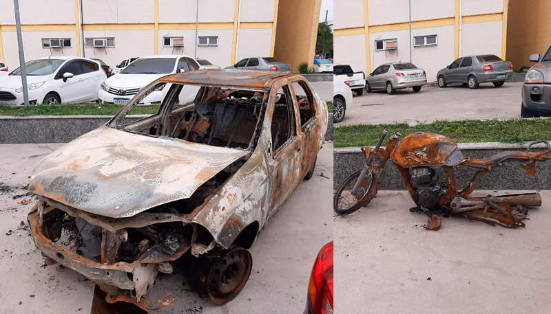 Carro e moto foram encontrados incendiados (Foto: Divulgação / PCERJ)