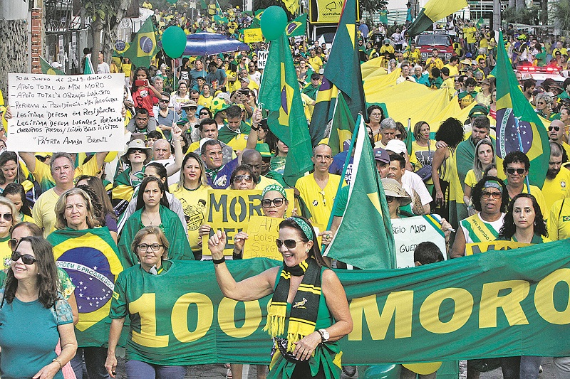 Manifestação realizada em junho: cerca de 5 mil pessoas devem ir às ruas hoje em apoio ao governo Bolsonaro. (Foto: Kadidja Fernandes/AT - 30/06/2019)
