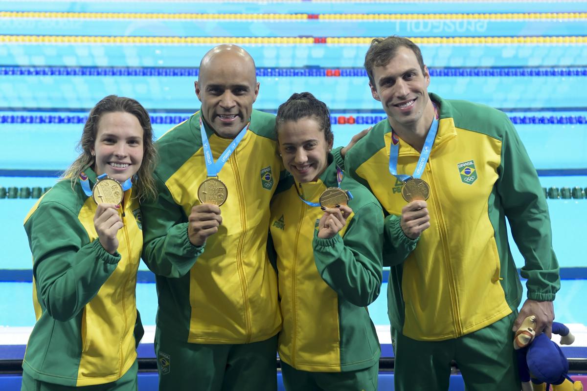 Marcelo Chierighini brilhou como principal destaque ao faturar a medalha de ouro da prova dos 100 metros livre dos Jogos Pan-Americanos de Lima-2019 (Foto: Washington Alves/COB)