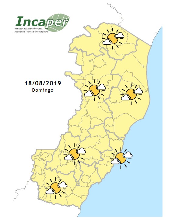 O sol continuará dando as caras no Estado durante o domingo (18). (Foto: Incaper)