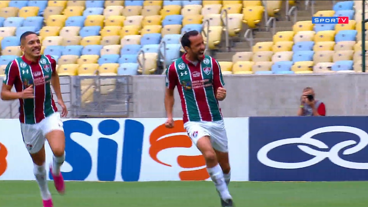 Nenê pegou de primeira para fazer 1 a 0. (Foto: Reprodução/SporTV)