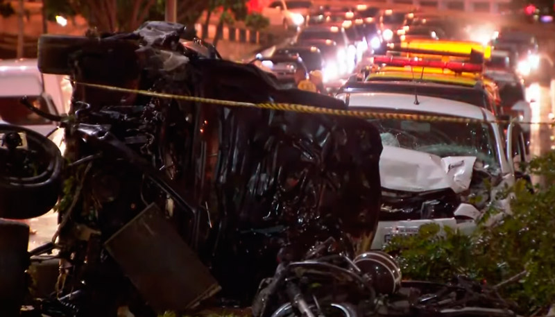 De acordo com as testemunhas, a BMW estava em alta velocidade (Foto: Reprodução / SBT)
