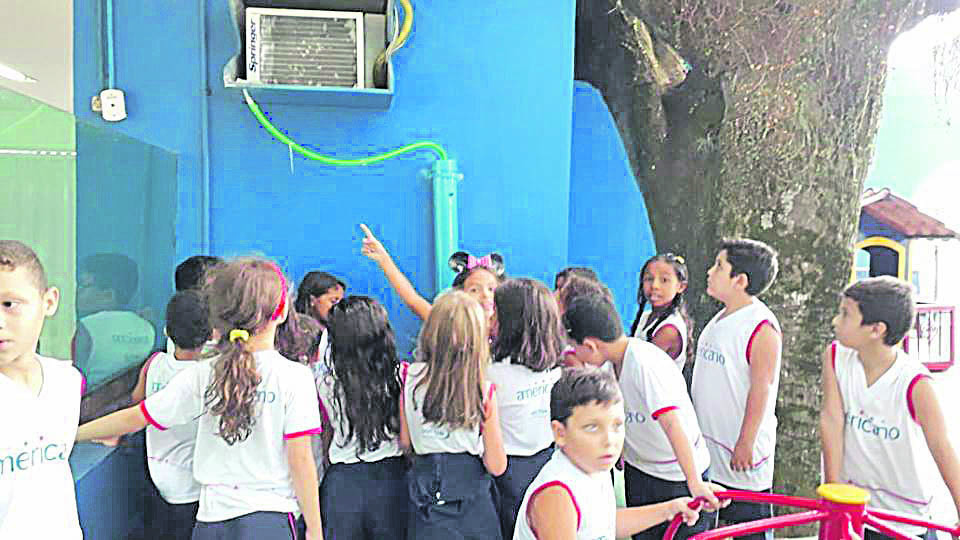 Água do ar-condicionado é reutilizada (Foto: Divulgação/Colégio Americano)