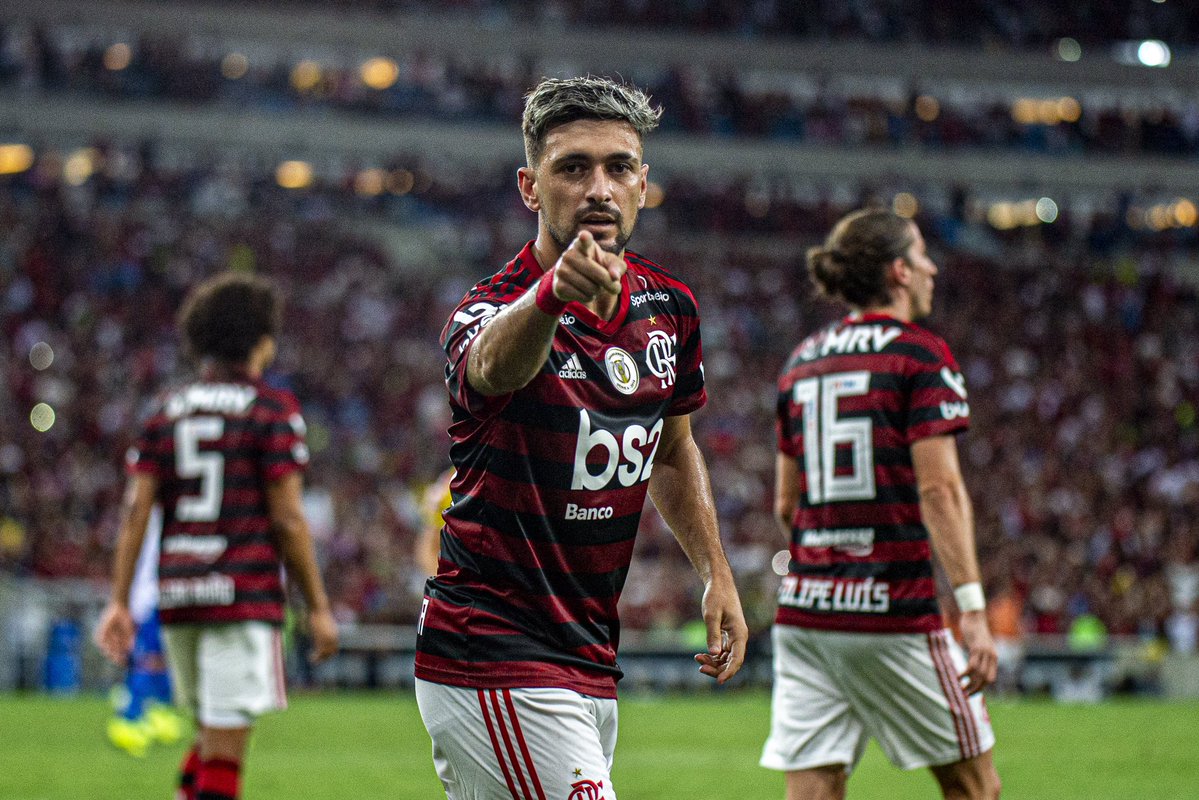Arrascaeta marcou o gol da vitória. (Foto: Marcelo Cortes/CRF/Reprodução/Twitter)