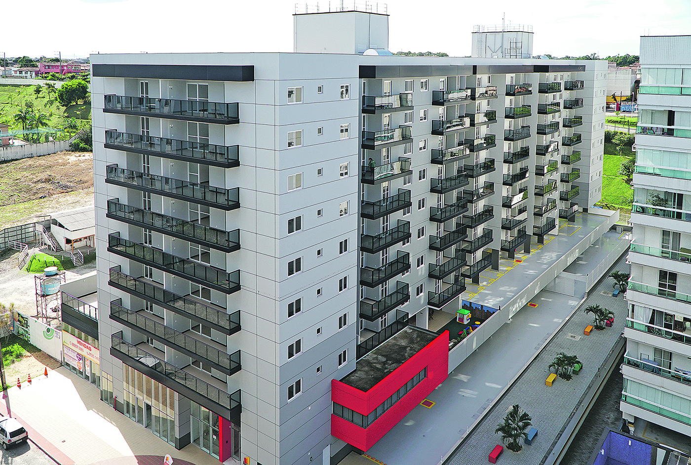 O Residencial Aquarela, em Jardim Camburi, é de uso misto, residencial e comercial, com cinco lojas (Foto: Divulgação/ Impacto Engenharia)