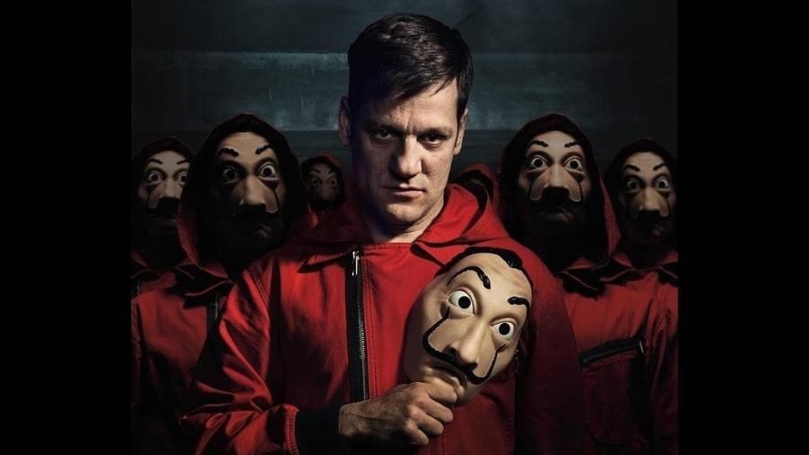 Palermo, personagem de Rodrigo de la Serna, em pôster da parte 3 de La Casa de Papel (Foto: Divulgação / Netflix)