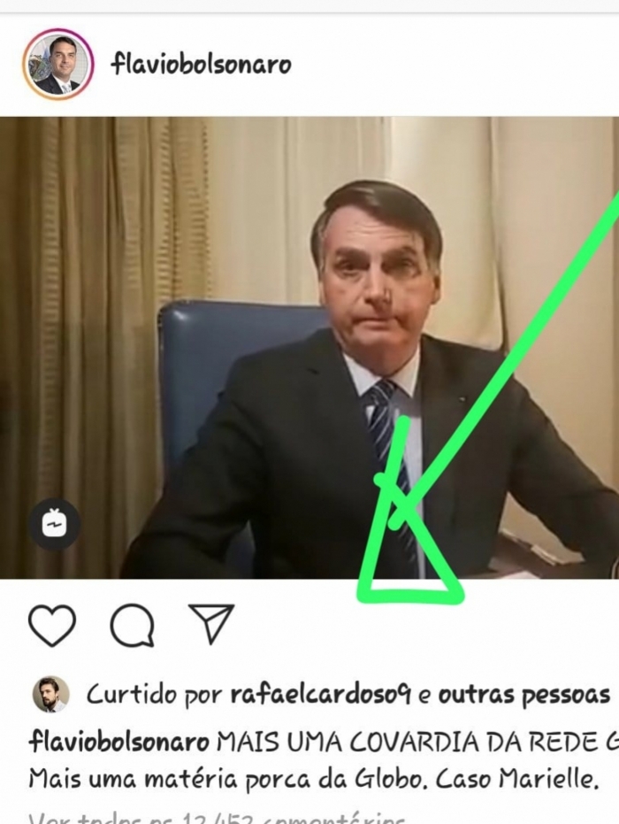Rafael Cardoso curte post de Bolsonaro contra TV Globo. (Foto: Reprodução/Internet)