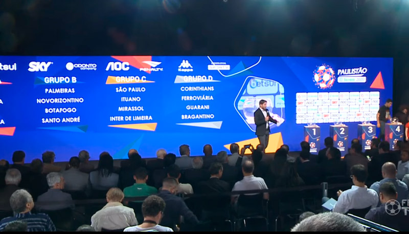 Sorteio dos grupos do Paulistão (Foto: Reprodução / TV FPF)