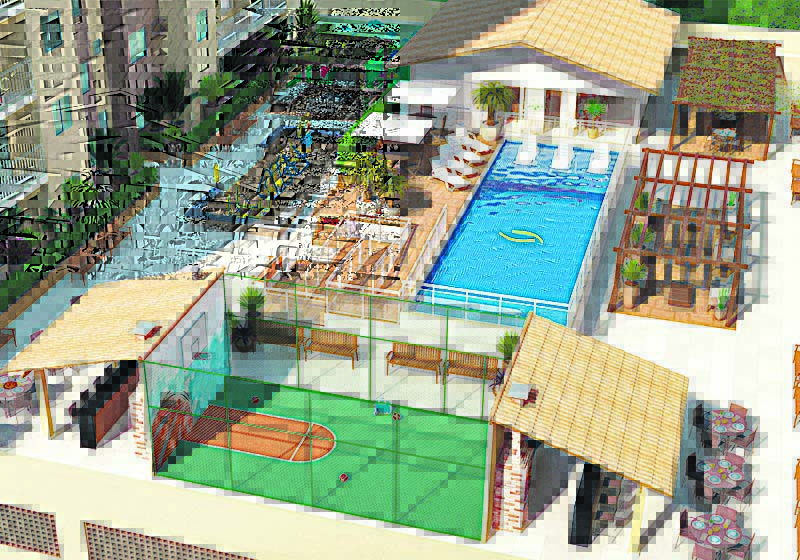 Lazer do Vivenda Tropical: além de piscina e quadra esportiva, o local contará com diversas opções para o entretenimento da família (Foto: Divulgação)
