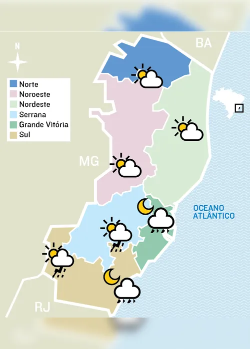 Imagem ilustrativa da imagem Chove ou faz sol? Confira a previsão para esta terça