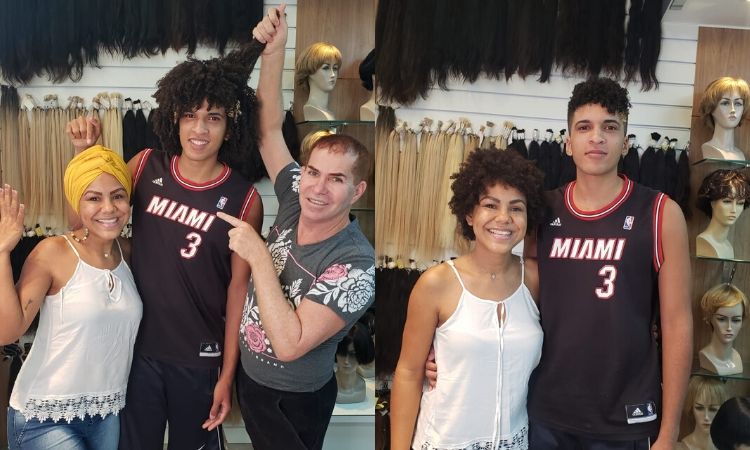 O antes e depois de Flávia Souza Caldeira e Fabrício Ramos, feitos pelo cabeleireiro Dirceu (Foto: Divulgação/Arquivo Pessoal)