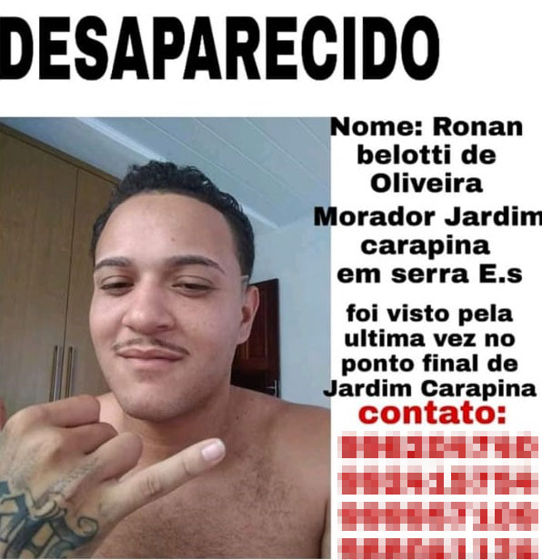 Anuncio de desaparecimento de Renan que circulava nas redes sociais. (Foto: Reprodução/Facebook)