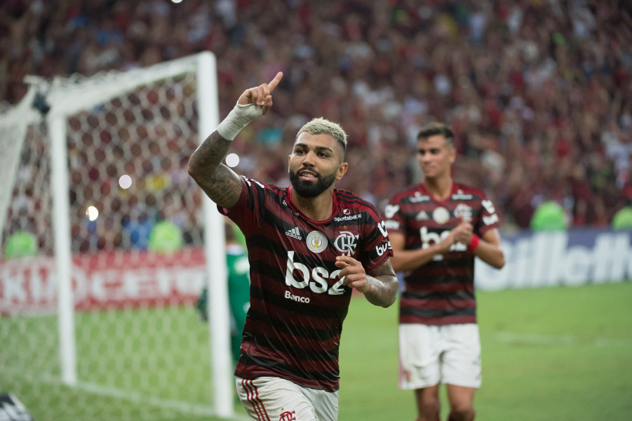 Gabigol, aos 42, fechou o placar contra o Bahia (Foto: Alexandre Vidal & Paula Reis / Fla Imagem/ Divulgação)
