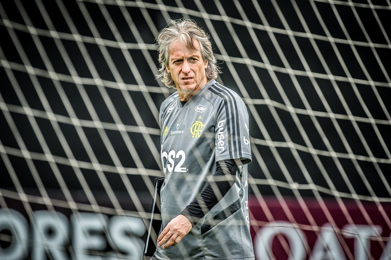 Jorge Jesus durante treino em Lima, no Peru, antes da final da Libertadores. (Foto: Alexandre Vidal/Flamengo)