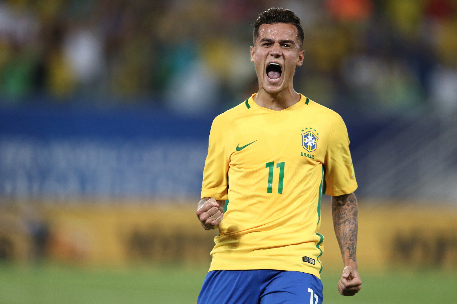 Philippe Coutinho, que vinha de um jejum de dez jogos sem marcar pela seleção, aproveitou bem uma falta frontal ao cobrá-la com categoria e acertar o ângulo direito de Jo Hyeon-Woo. (Foto: Reprodução/Twitter/@CBF_Futebol)
