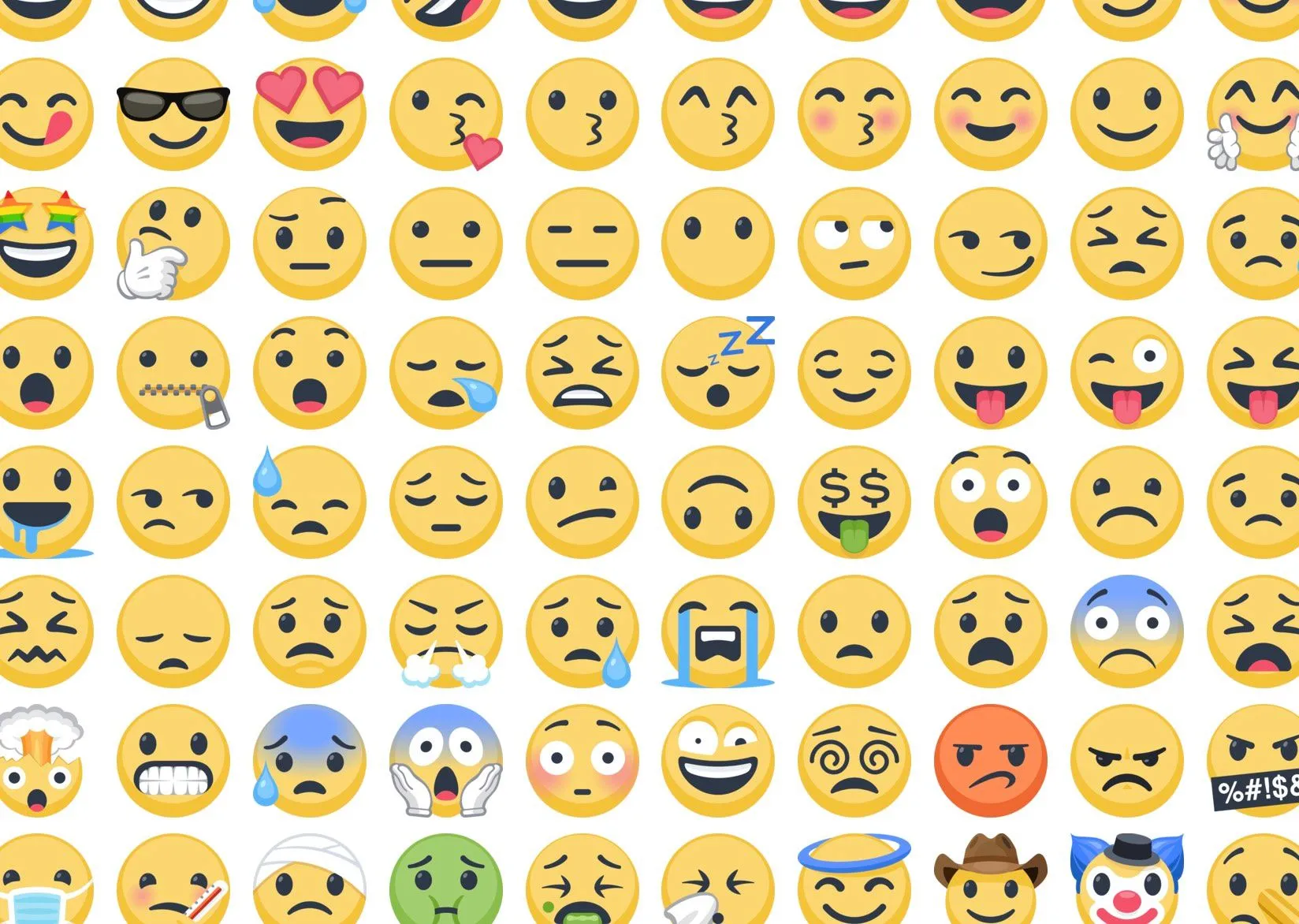 Emojis diversos utilizados nas redes sociais