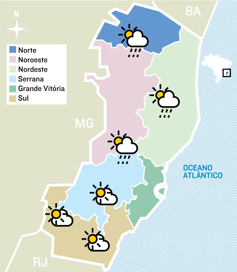 Imagem ilustrativa da imagem Previsão de chuva para cidades do Norte do Estado