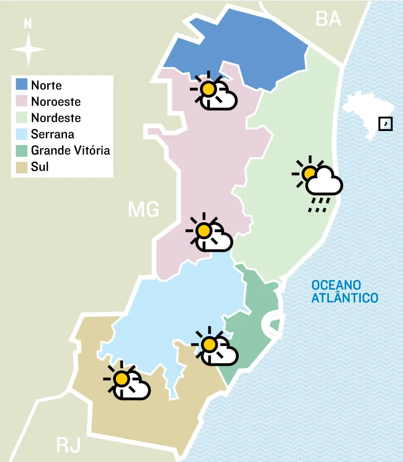 Imagem ilustrativa da imagem Frente fria chega ao Estado com ventos de até 75 km/h