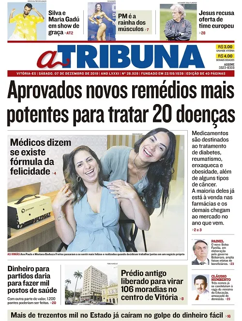 Imagem ilustrativa da imagem Clique aqui e confira os destaques do jornal A Tribuna deste sábado