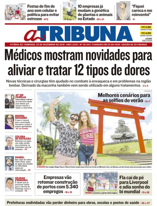 Imagem ilustrativa da imagem Clique aqui e confira os destaques do jornal A Tribuna deste domingo
