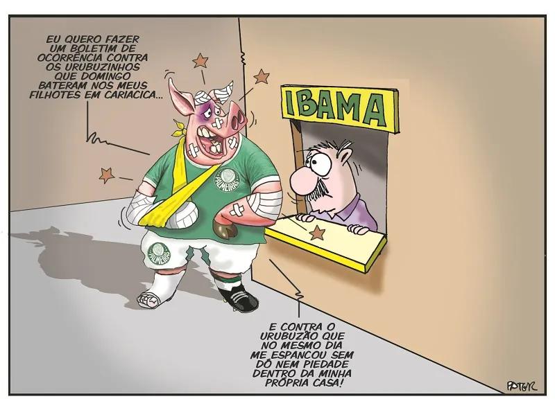 Imagem ilustrativa da imagem Surra do Fla no Palmeiras é o tema da Charge do Dia