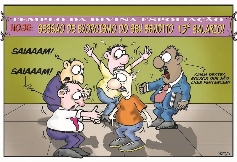 Imagem ilustrativa da imagem 13º salário é o tema da Charge do Dia