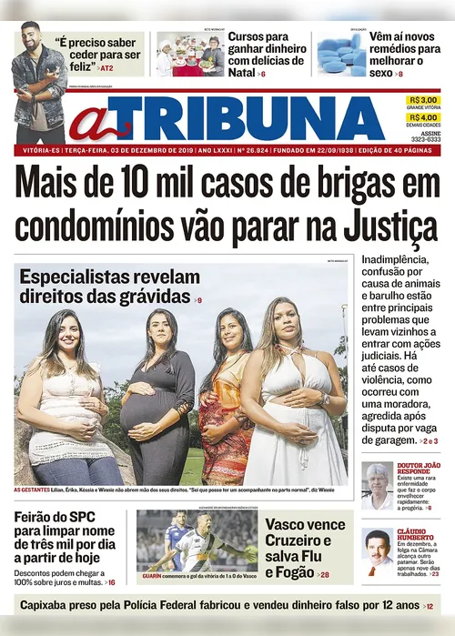 Imagem ilustrativa da imagem Clique aqui e veja os destaques do jornal A Tribuna desta terça