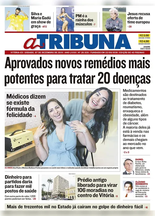 Imagem ilustrativa da imagem Clique aqui e confira os destaques do jornal A Tribuna deste sábado