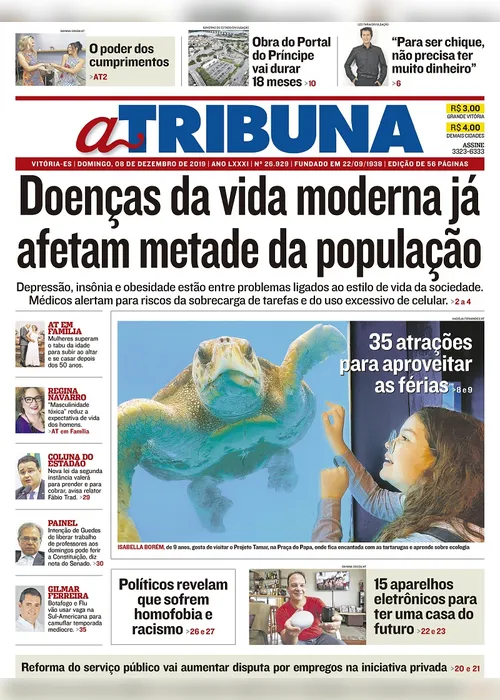 Imagem ilustrativa da imagem Clique aqui e veja os destaques do jornal A Tribuna deste domigo
