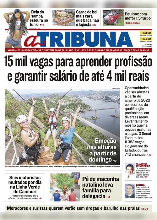 Imagem ilustrativa da imagem Clique aqui e veja os destaques do jornal A Tribuna desta quinta