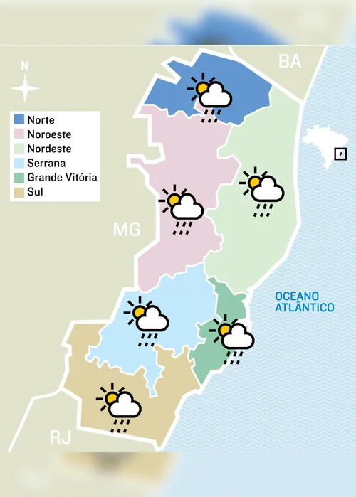 Imagem ilustrativa da imagem Semana começa com alerta de chuva intensa em todo o Estado